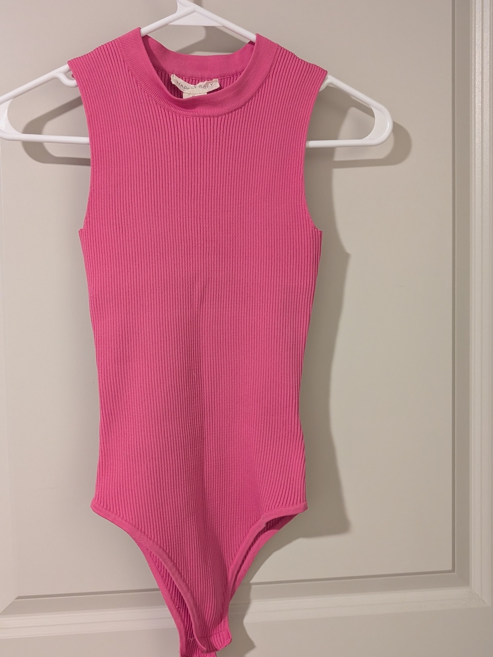 Sleeveless Ribbed Pink One-Piece Bodysuit